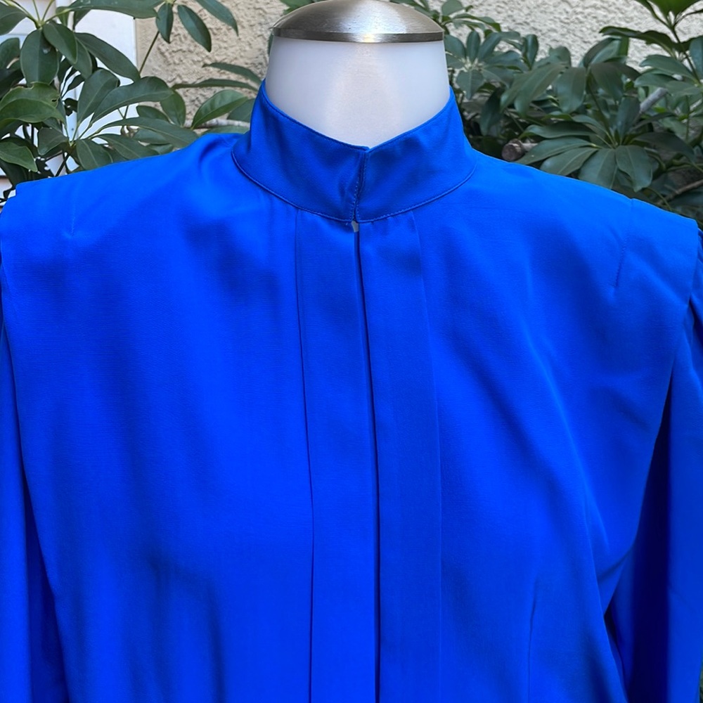 Vintage royal blue Cadaz silk dress - Picture 3 of 12